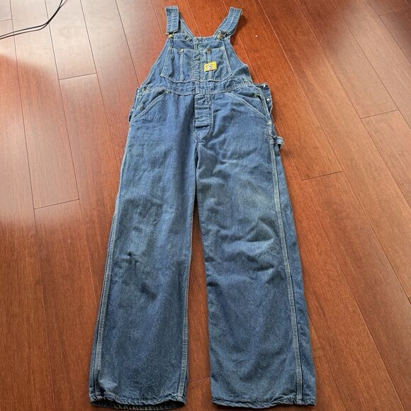 Duck Head Bib Overalls 32W 30L Made In USA Blue Jean Coveralls Outerwear Vintage - Picture 1 of 10